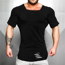 Load image into Gallery viewer, New 2019 Cotton Men&#39;s T shirt Vintage Ripped Hole T-shirt Men Fashion Casual Top Tee Men Hip Hop Activewears Fitness Tshirt Male