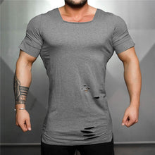 Load image into Gallery viewer, New 2019 Cotton Men&#39;s T shirt Vintage Ripped Hole T-shirt Men Fashion Casual Top Tee Men Hip Hop Activewears Fitness Tshirt Male