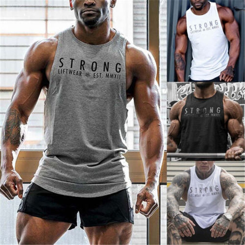 US Seller Men's Fitness Activewear Tops  Bodybuilding Muscle Tee Vests Casual Letter Printed Tank Tops