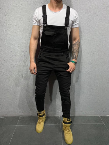 new 2019 Hot style overalls with multiple pockets and straps for men's casual and slim woven jumpsuit pants