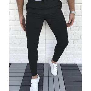 New Men's Slim Fit Casual Pants Joggers Sweatpants Social Winter Straight Soft Trousers Solid Color Male Elastic Black Clothing