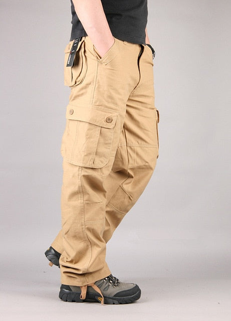 2019 Men's Cargo Pants Men Casual Multi Pockets Cotton Tactical Trousers Work Mens Joggers Overalls Pantalon Homme Plus Size 44