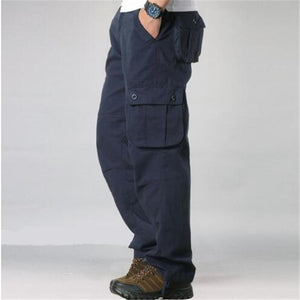 2019 Men's Cargo Pants Men Casual Multi Pockets Cotton Tactical Trousers Work Mens Joggers Overalls Pantalon Homme Plus Size 44