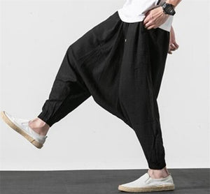 New 2019 Summer Fashion men's Casual Loose cotton linen Trousers plus size M- 6XL 7XL Harem Pants brand Autunm cross-pants