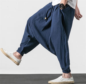 New 2019 Summer Fashion men's Casual Loose cotton linen Trousers plus size M- 6XL 7XL Harem Pants brand Autunm cross-pants