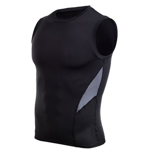 men's sports tank top gym T-shirt sleeveless tops compression vests running shirt elastic vest slim top exercises activewear man