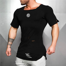 Load image into Gallery viewer, New 2019 Cotton Men&#39;s T shirt Vintage Ripped Hole T-shirt Men Fashion Casual Top Tee Men Hip Hop Activewears Fitness Tshirt Male