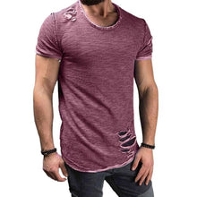 Load image into Gallery viewer, 2018 Men&#39;s Cotton T shirt Vintage Ripped Hole Hip Hop t-shirt Men Fashion Casual Top Tee Man Mineral Washed Activewears