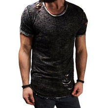 Load image into Gallery viewer, 2018 Men&#39;s Cotton T shirt Vintage Ripped Hole Hip Hop t-shirt Men Fashion Casual Top Tee Man Mineral Washed Activewears