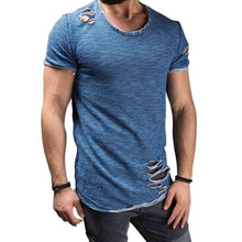 Load image into Gallery viewer, 2018 Men&#39;s Cotton T shirt Vintage Ripped Hole Hip Hop t-shirt Men Fashion Casual Top Tee Man Mineral Washed Activewears