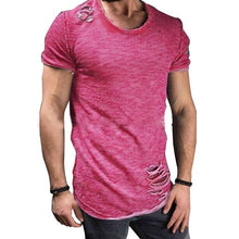 Load image into Gallery viewer, 2018 Men&#39;s Cotton T shirt Vintage Ripped Hole Hip Hop t-shirt Men Fashion Casual Top Tee Man Mineral Washed Activewears