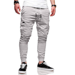 Men's Vogue Slim Fit Ankle-tied Pencil Pants Joggers Trousers Male Casaul Drawstring Side Pockets Harem Pants Solid Sportswear