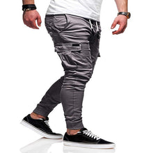 Load image into Gallery viewer, Men&#39;s Vogue Slim Fit Ankle-tied Pencil Pants Joggers Trousers Male Casaul Drawstring Side Pockets Harem Pants Solid Sportswear