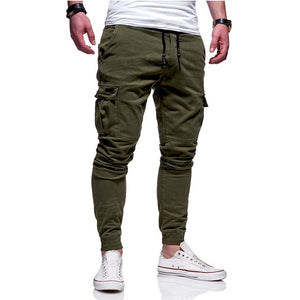 Men's Vogue Slim Fit Ankle-tied Pencil Pants Joggers Trousers Male Casaul Drawstring Side Pockets Harem Pants Solid Sportswear