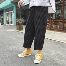 Load image into Gallery viewer, Japanese Style Loose Wide Leg Mens Spring New Korean Stripe Casual Pants in Men&#39;s Wide Leg Pants Black 5XL